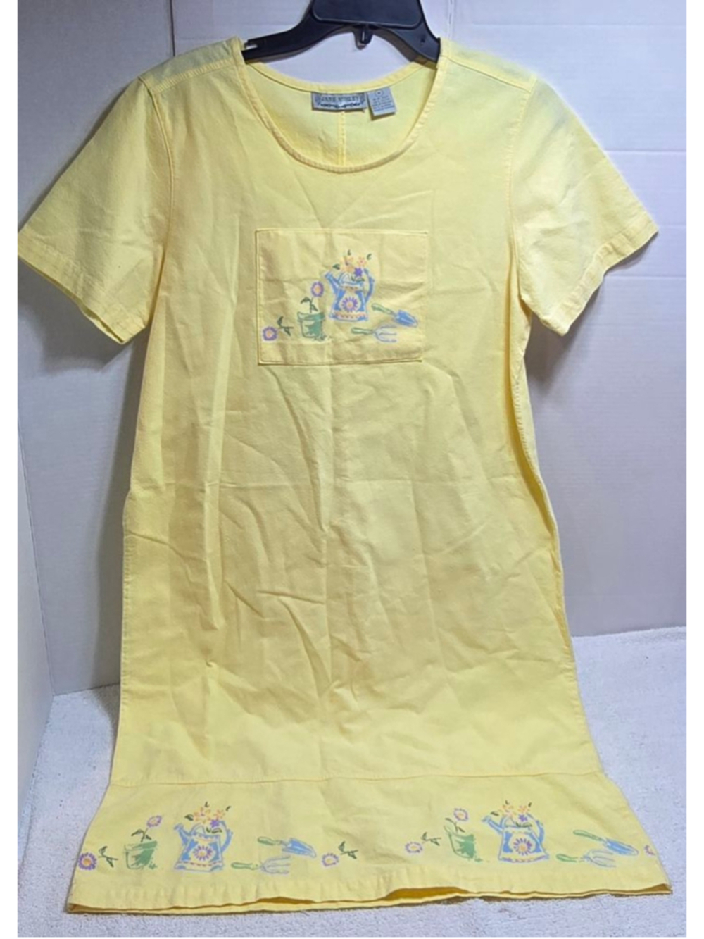 Women's Jane Ashley Yellow Floral Short Sleeve Dress M